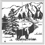 Elk with Mountains Tile & Stone Stencil Set