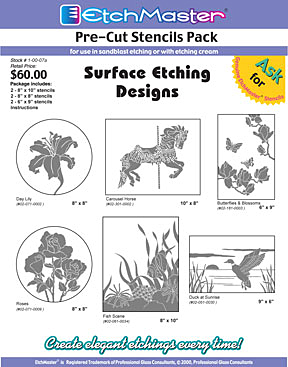 Surface Etching Pre-cut stencil Pack